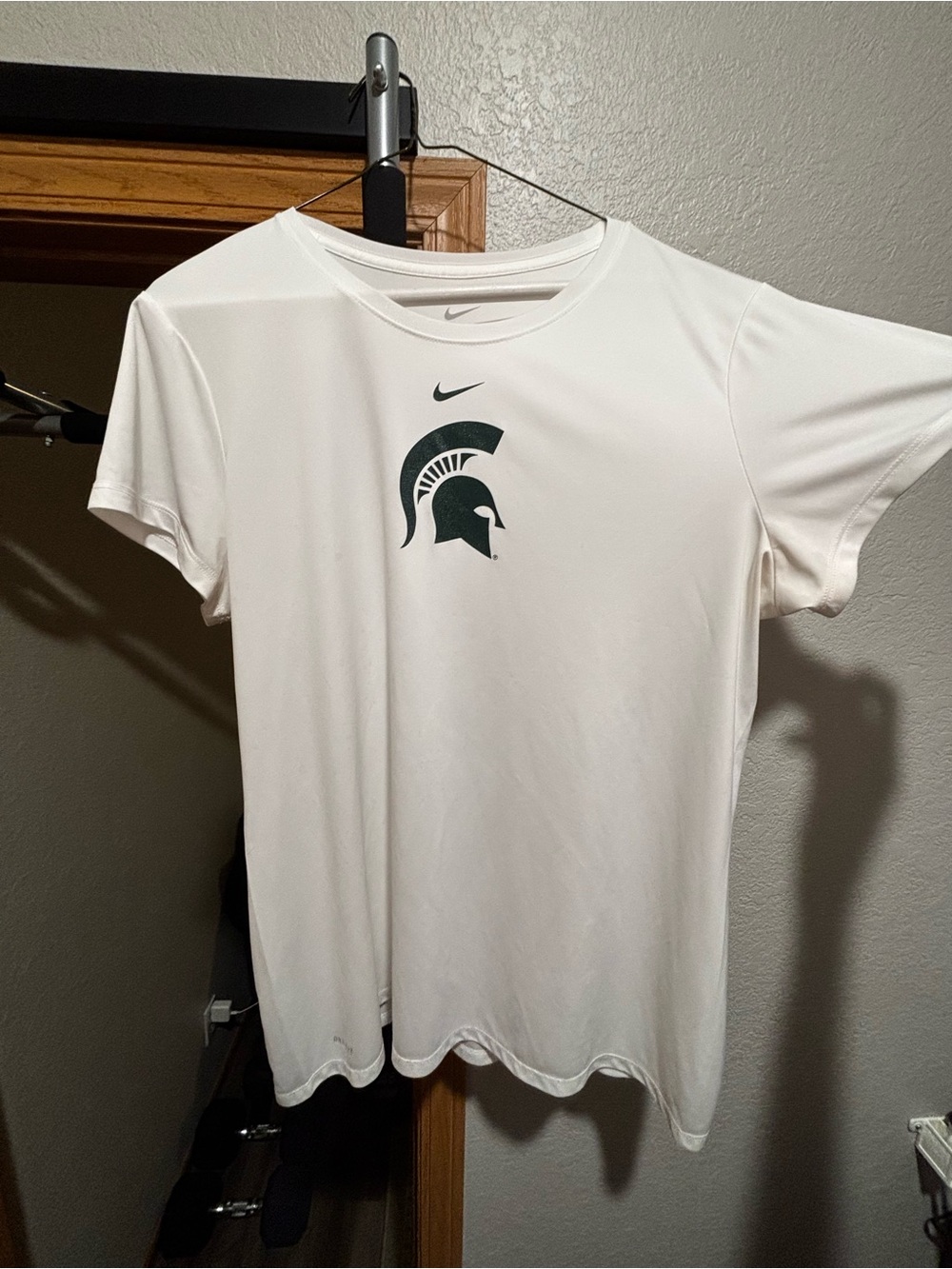 Nike DRI Fit Women’s White Short Sleeve Michigan State Spartan Logo Tee